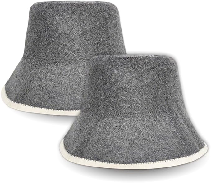 Wool Sauna Hat, Comfortable Soft Felt Wool Cap, Breathable Russian Banya Cap, Protects from Overheating & Hair Damage, for Spa, Steam Room, Banya, Bathhouse, Breathable Grey