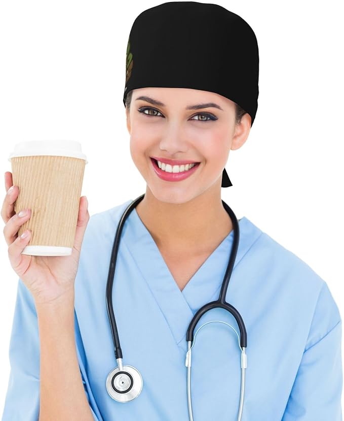 Alligator Ice Cream Working Cap, Scrub Cap with Sweatband, Adjustable Tie Back Hat Breathable Headgear for Women/Men
