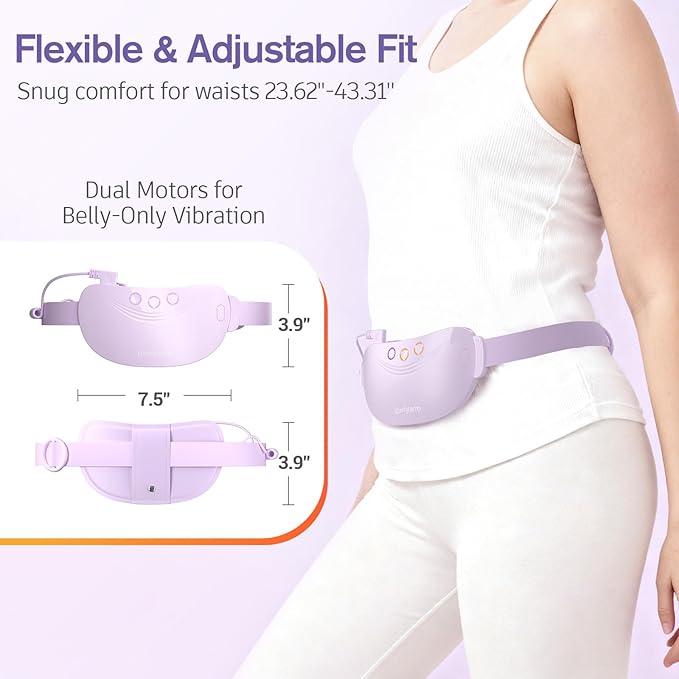 Comfytemp Portable Belly&Back Heating Pad for Period Cramps, FSA Eligible HSA Menstrual Cordless Abdominal Massager, Electric Wearable Belt with 3 Heat 3 Vibration 2 Intensity, Mothers Day Women Girl