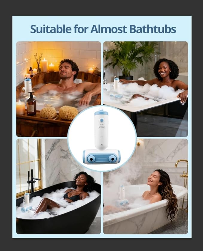 Bath Jets for Tub, Portable Jet Spa for Bathtub with Dual Hydro Jets, Bath Bubble Machine for Women Daily Relaxing Use (Blue)