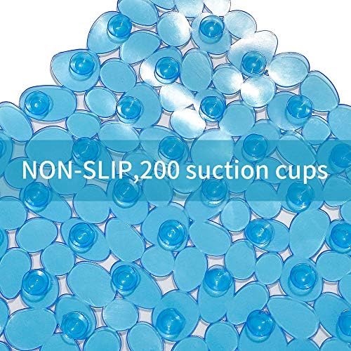 Pebble Shower Mat Non Slip Tub Mat 35"X16" with Suction Cups,Clear Blue - Image 4