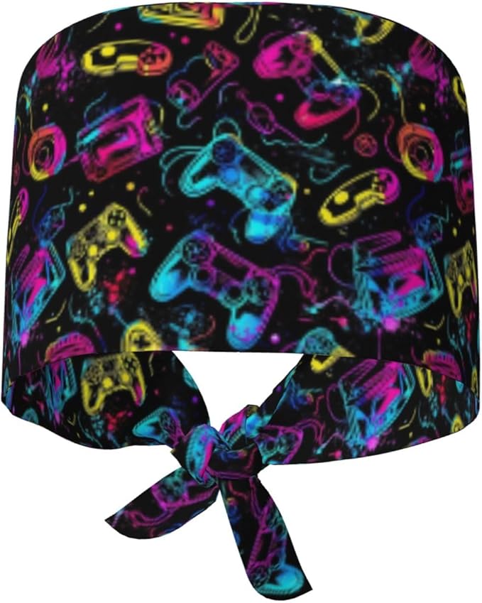 Adjustable Scrub Cap with Buttons & Sweatband, Working Hat with Elastic Tie Back, Unisex Nurse Surgical Caps for Women & Men