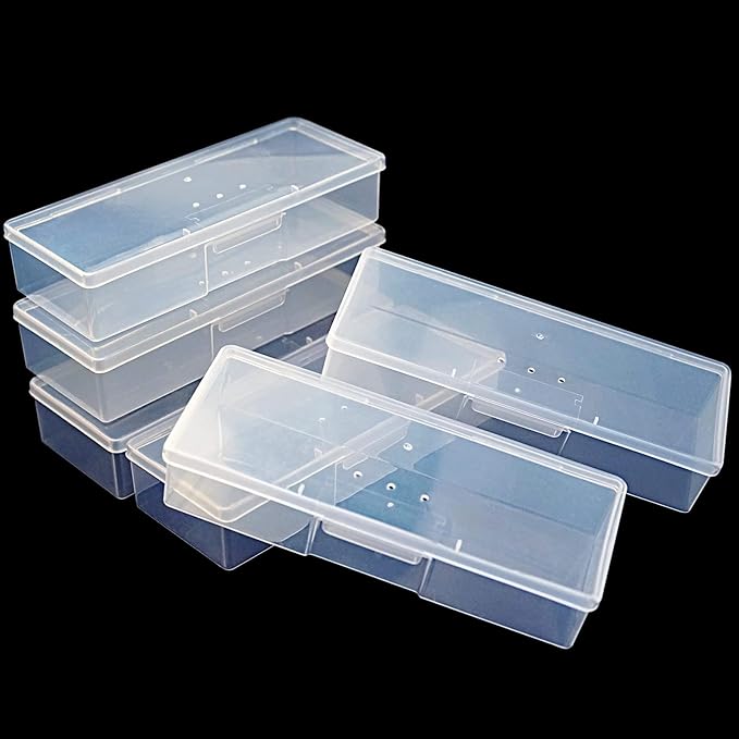 Lokyango Clear Manicure Tool Box, Personal Nail Box Storage Case for Organizing, Plastic Nail Tool Box for Manicure Pedicure Kit (6pcs)