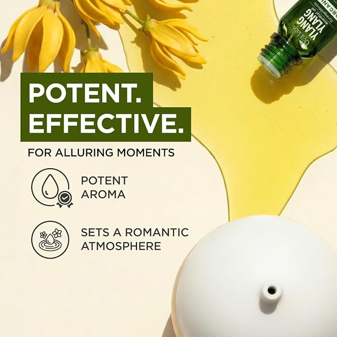 Gya Labs USDA Certified Organic Ylang Ylang Essential Oil - for Skin, Hair, Diffuser, Aromatherapy, DIY Candle Making Scents - 0.34 Fl Oz