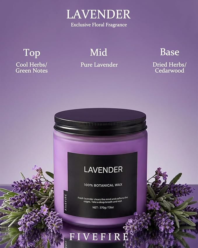Lavender Scented Candle for Relaxation, 13oz Soy Wax Candle, 70–80 Hour Burn Time, Calming Home Fragrance, Clean Burning Candle, Gift for Women Men, Bedroom & Self Care Use