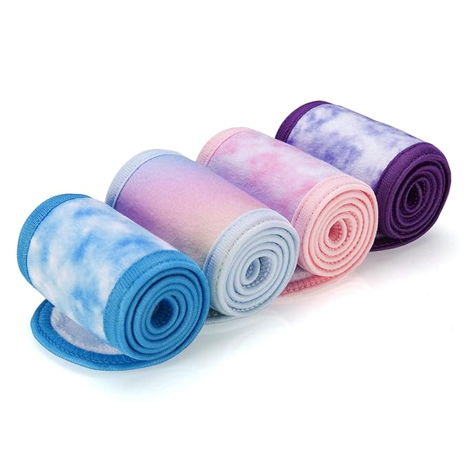 Denfany Spa Facial Headband 4 Pack Ultra Soft Adjustable Skincare for Face Washing, Shower, Facial Mask, Yoga