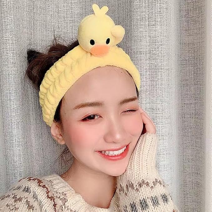 Funny Cat Headband for Women, Cute Animal Duck Frog Dinosaur Snail Kawaii Spa Headband Hair Accessories for Washing Face Shower Sports Beauty Skincare (Style 1)