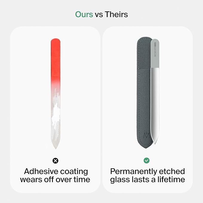 GERMANIKURE Glass Nail File in Suede Sleeve - Dear Mom I Love You - Professional Crystal Nail File for Natural Nails - Ideal Manicure & Pedicure Tool for Smooth, Easy Shaping - Nail Care Gift