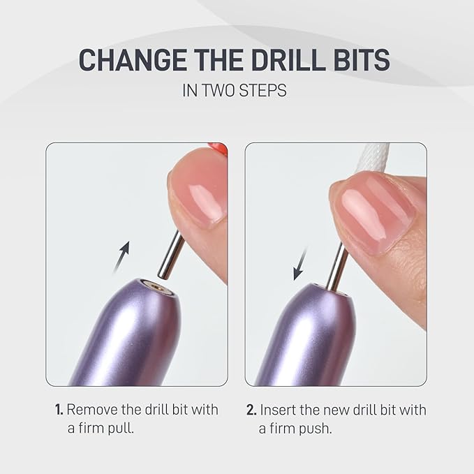 GAOY Electric Nail Drill for Acrylic and Gel, USB Electric Nail File, Portable Efile with Drill Bits, Manicure Pedicure Tools for Home Salon, Purple