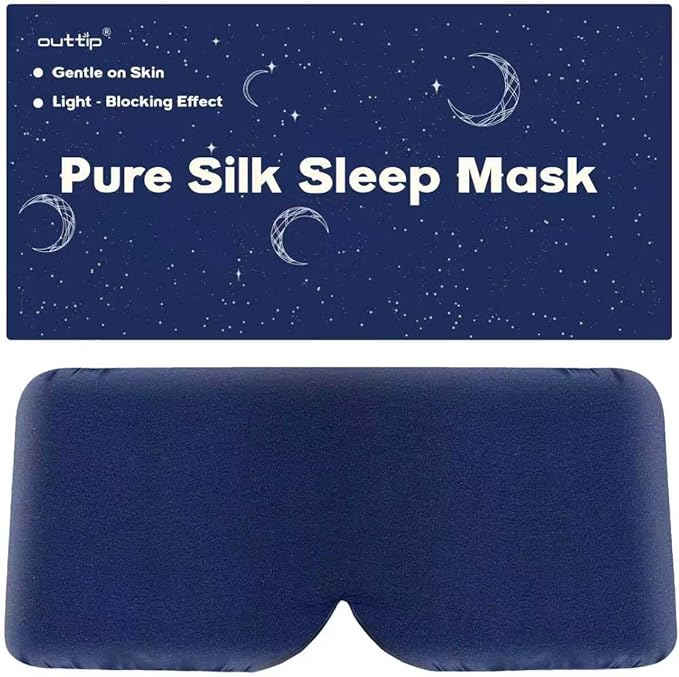 100% Mulberry Silk Sleep Mask for Women & Men Beauty Sleep, Adjustable Blindfold Silk Eye Mask for Sleeping Side Sleepers, Soft Pressure-Free Design for Home, Travel, Office, Nap