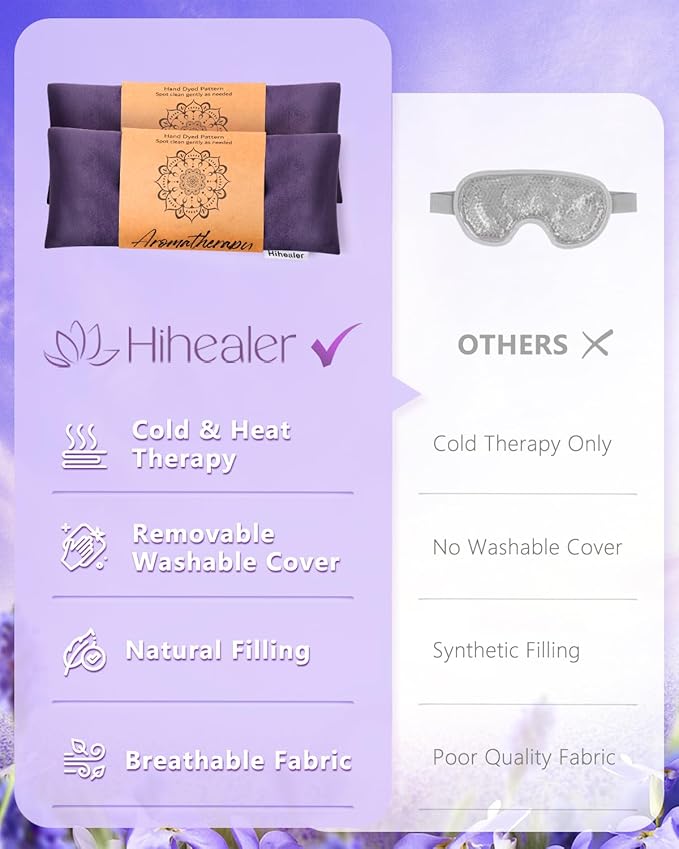 Mothers Day Gifts for Mom, Weighted Eye Mask for Sleep, Yoga, Meditation, Lavender Eye Pillow Heated for Headache, Sinus, Dry Eyes Relief, Moist Heat Mask Purple Relaxation Gifts for Women (Purple)