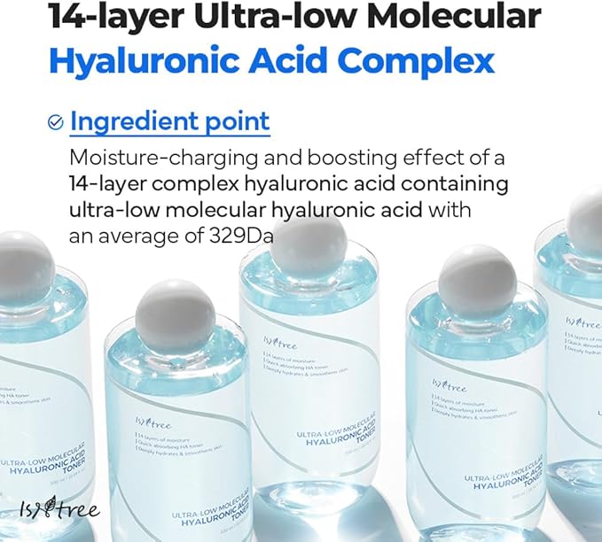 ISNTREE Ultra-Low Molecular Hyaluronic Acid Toner 300ml, 10.14 fl.oz | Korean Skincare | Quick Absorbing | Deep Hydration & Skin Smoothing | Vegan & Fragrance-Free