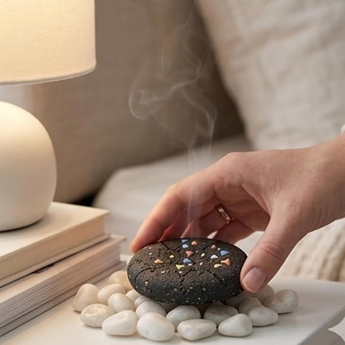 Handmade Ceramic Cookie Shape Passive Diffuser for Essential Oils, Aromatherapy Home Office Car Decor, Natural Clay, Round, Assorted Colors (1, Chocolate)