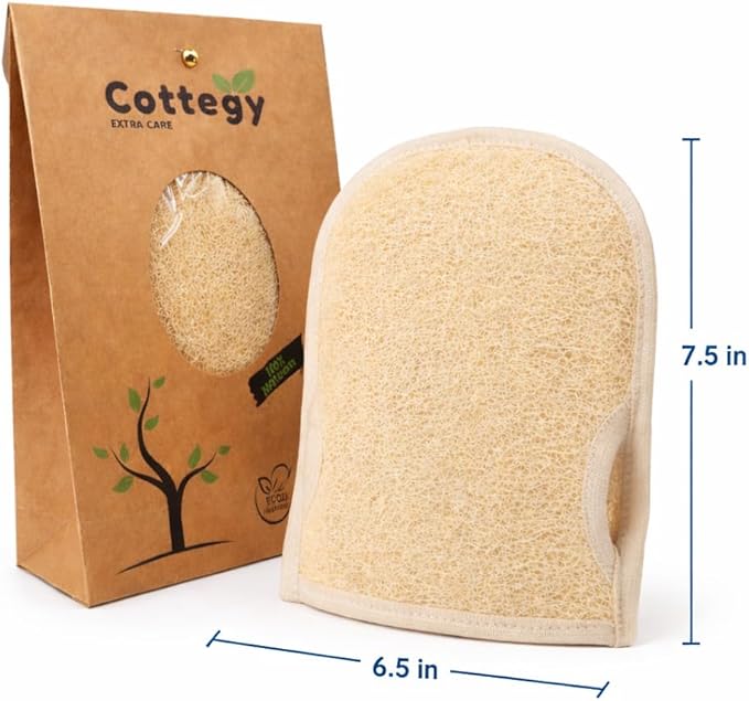 Premium Exfoliating Loofah Gloves – Natural Egyptian Loufa Sponge Body Scrubber Mitts for Soft, Radiant Skin – Gentle Exfoliation & Deep Clean (1-Pack) (Count 1)