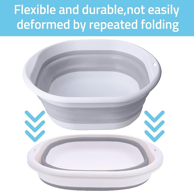 Portable Pool Foot Bath,Collapsible Pool Foot Wash Basin Tub,Foot Bath Basin for Above Ground Swimming Pools Accessories(Gray Baths)