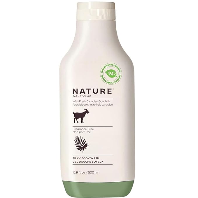 Nature by Canus Goat Milk Body Wash, Fragrance Free Natural Cleanser, Moisturizing for All Skin Types, 16.9 Fl Oz