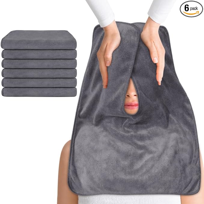 SINLAND Microfiber Esthetician Towels for Facials Mask Removing Face Wrap Soft Facial Cloth with Split Design Spa Towels for Facial Steam Massage and Cleansing