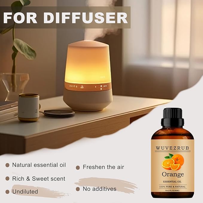 Orange Essential Oils, 60ML Pure and Natural Essential Oil for Aromatherapy Diffuser - Orange /2 Fl Oz