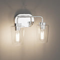 Tipace Chrome Vintage Bathroom Vanity Light,2 Lights Modern Stainless Steel with Clear Glass Bathroom Light Fixtures Industrial Wall Mount Lighting Sconce(Exclude Bulb)
