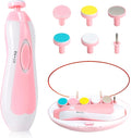 Qunlions life Baby Nail Trimmer Electric-6 in 1 Baby Nail File Clippers Infant Grooming Kit Manicure Set for Toddler or Adults, Pink