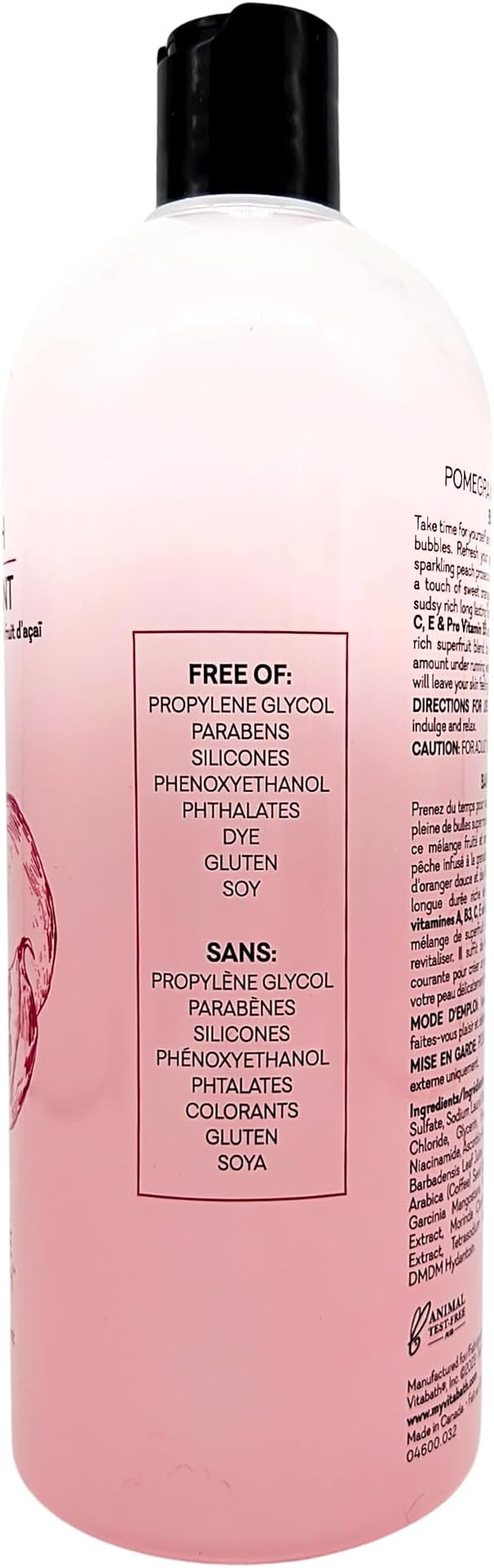 Vitabath Pomegranate Bellini Blush Bubble Bath Rich Foaming Bubbly Soak & Relaxing Aromatherapy Moisturizing & Nourishing Indulgent Suds for Women & Men All Skin Types - 33.8 fl oz