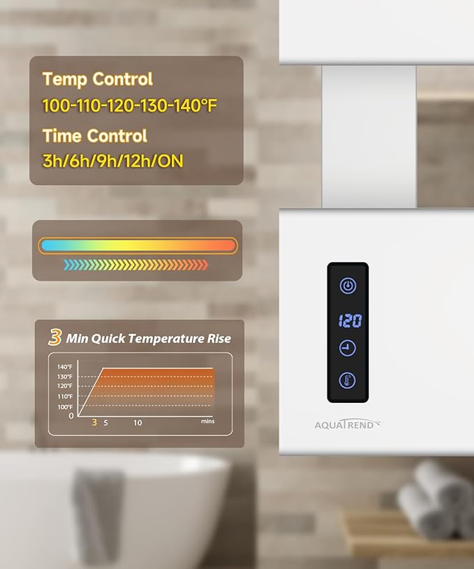 Towel Warmers for Bathroom, Heated Towel Rack Wall Mounted, 21.6" X 17.7" Smart LED Control, Built-in Timer & Temperature, Max 140°F, Plug-in, Fast Heating, Silver