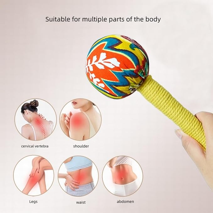 Mugwort Massage Hammer, Handheld Percussion Massage Tool for Back, Shoulder & Body - Manual Therapy Tool with US Design Patent (Emerald Green/Silver Silk Blue)