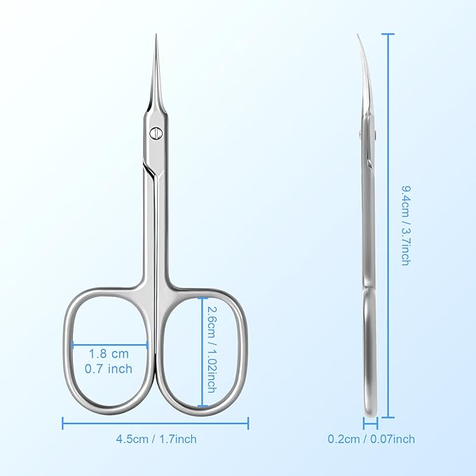 Lermende Cuticle Scissors with Curved Sharp Tip, Portable Small Scissors Professional Cuticle Cutter, Multi-Purpose Russian Manicure Cuticle Trimmer for Eyebrow, Nail, Eyelash, Beards (Silver)