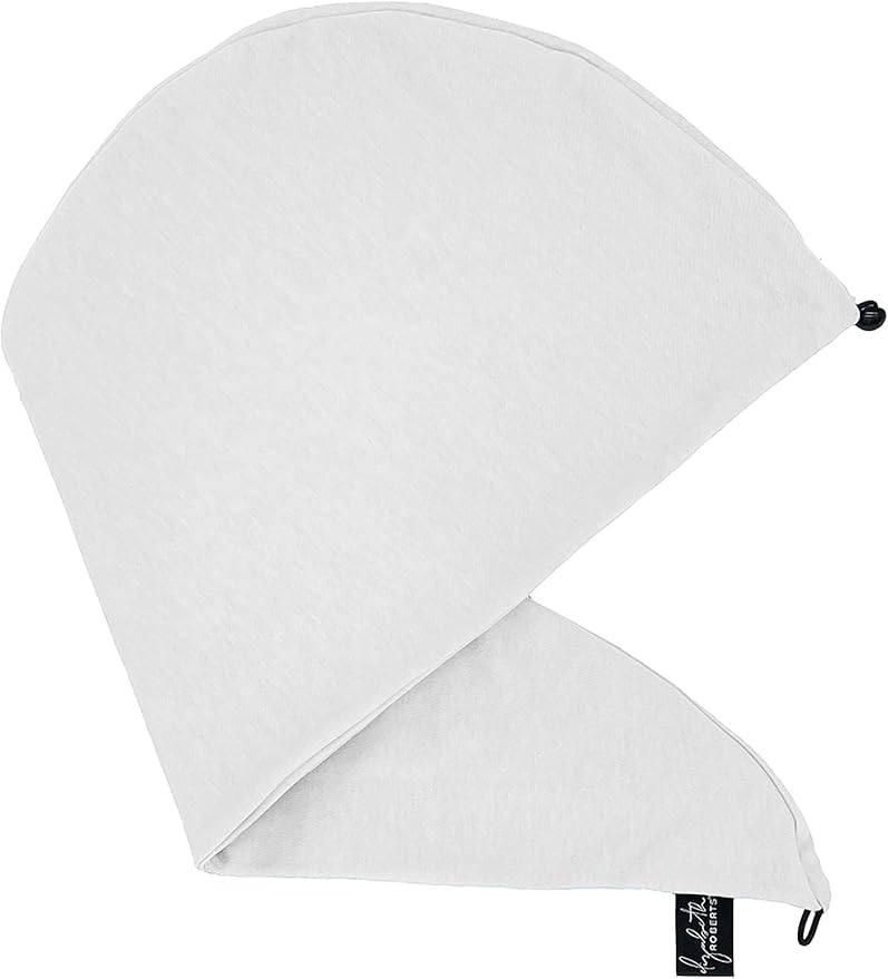 Elizabeth Roberts 100% Cotton T Shirt Hair Towel Wrap Plopping Essential Turban Style Hair Drying Towel for Women and Men All Hair Types and Styles, White