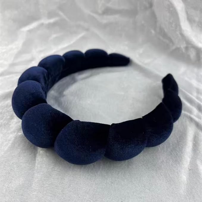 Fashion Headbands for Women Padded Fabric Hair Bands Wide Velvet Non Slip Headband Hair Accessories for Women Girls (Navy Blue)