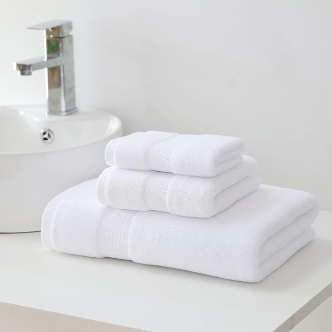 27x55 Bath Towels Set 100 Percent Cotton 650GSM Luxury Super Soft Absorbent Bathroom Towels (White,Pack of 6)