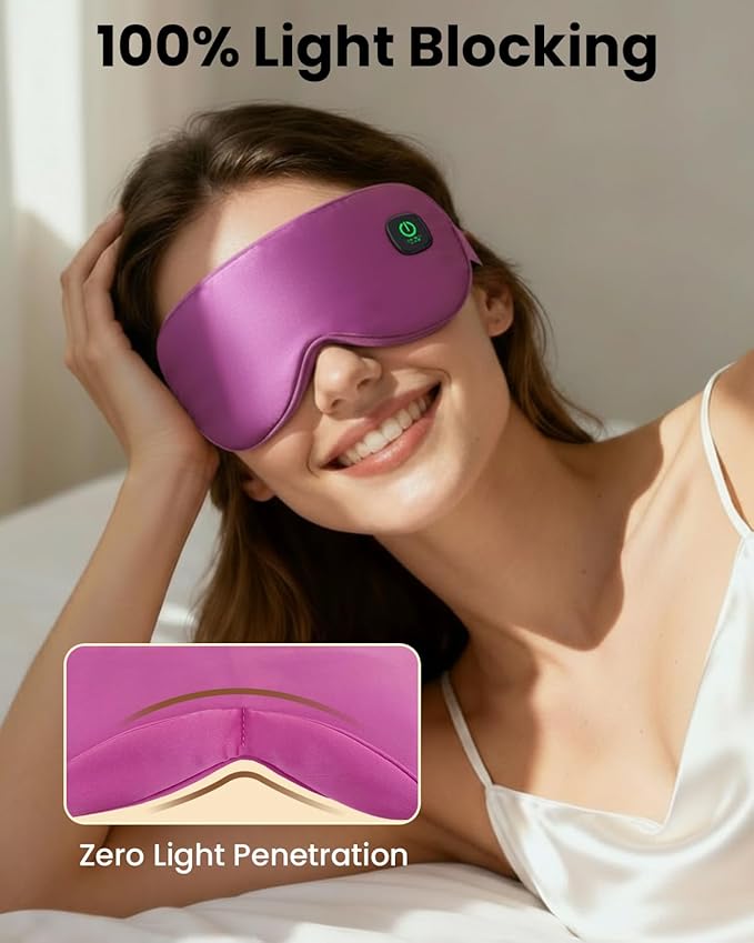Cordless Heated Eye Mask with 1500mAh Large Battery, 4 Heat Levels & 100% Blackout for Dry Eyes Relief, Fast Heating Eye Heating Pad with 2 Washable Covers for Sleep, Travel, MGD, Blepharitis
