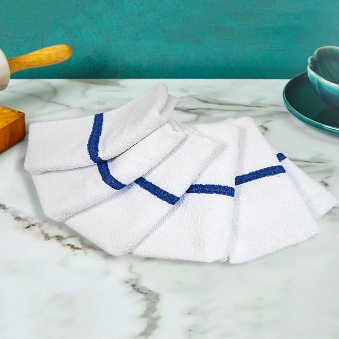CASA COPENHAGEN Classic Bar Mop Towels - Pack of 12, 15"x19" 100% Cotton, Highly Absorbent & Durable Towels, Multipurpose Kitchen Towels for Home, Bar, Restaurant, Cleaning & More