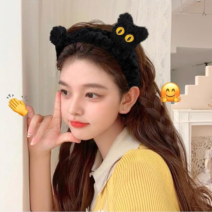 Funny Cat Headband for Women, Cute Animal Duck Frog Dinosaur Snail Kawaii Spa Headband Hair Accessories for Washing Face Shower Sports Beauty Skincare (Style 20)