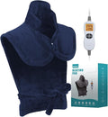 26" x 35" Flannel Neck&Shoulder&Back Heating Pad with 12 Temperature Settings&Countdown Timer, Pain Relief for Back/Neck/Shoulders/Menstrual Pain(Navy Blue)