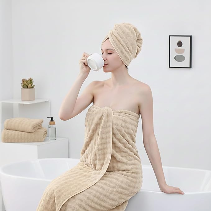 KBY Bath Towels Set of 2, Extra Large Bath Sheets 40X80 Inches,Quick Dry, Ultra Soft，Durable & Super Absorbent Oversized Bathroom Towel Sets for Adults, Gym, Spa, Pool & Hotel (Beige, 2 Piece)