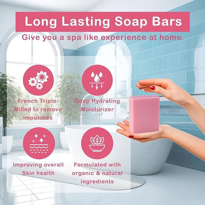 Simple Scents Australia Garden Rose Scented Natural Soap Bars (5 Bars), 3.5oz Moisturizing French Triple Milled Soap Bars Enriched with Shea Butter - Pure Plant Oil Bath & Body