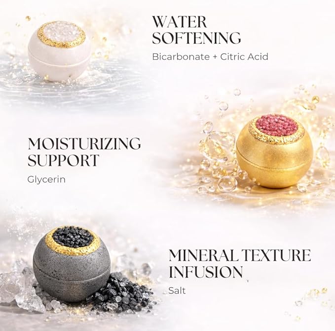 Crystal Luxe Bath Bomb Gift Set for Women, 6 Large Moisturizing Bath Bombs with Natural Oils, Luxury Home Spa Fizzies for Relaxation, Self Care, Birthday & Mothers Day Gifts