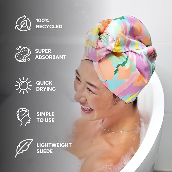 Dock & Bay Turban Hair Towel - for Home & The Beach - Super Absorbent, Quick Dry - Ibiza Glow
