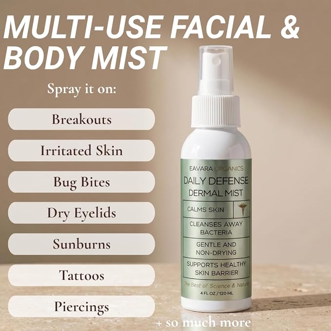 Hypochlorous Acid Facial Spray – Hydrating Face & Body Mist for Sensitive Skin, Post Workout, Travel Spray & Daily Skin Barrier Support, Gentle Non-Drying Formula 4 oz