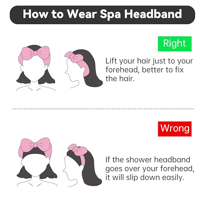 Ondder Black Spa Headband for Women and Girls - Washing Face, Bow Skincare Headbands, Makeup, Shower Hair Accessories