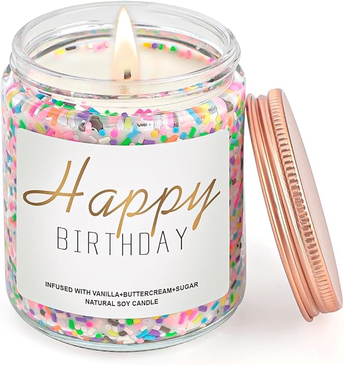 Candles for Birthday, Vanilla Cream Scented Candle 7OZ, Happy Birthday Candle Gifts for Women Her Best Friend, Unique Cute Soy Candles Non Toxic Aromatherapy