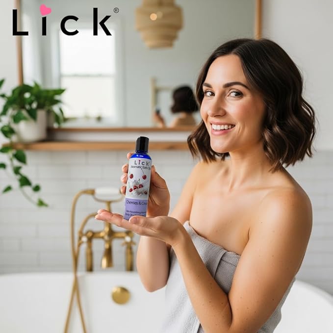 Lick Cherries and Whipped Cream Aromatic Bath Oil - Dessert Aromas Collection - Lightweight Soaking Oils for Relaxation, 4 oz