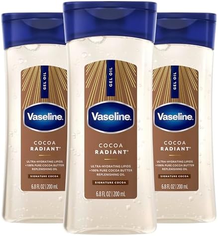 Vaseline Cocoa Radiant Body Gel Oil, Glowing Skin + Cocoa Butter 6.8oz 3ct by Vaseline