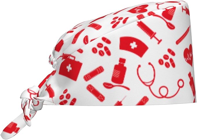 Working Cap Scrub Caps with Sweatband Adjustable Tie Back Hat Nurse Surgical Caps Unisex