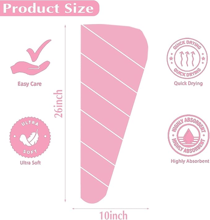 3 Pack Ultra Absorbent Microfiber Hair Towel for Long Hair - Quick Drying Turban Twist Hair Wrap for Women, Anti-Frizz Hair Drying Turban for After Shower, Soft Curly Hair Towel Wrap