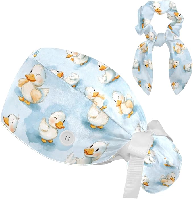 Scrub Cap, Nurse Hat, Surgical Cap with Hair Scrunchy