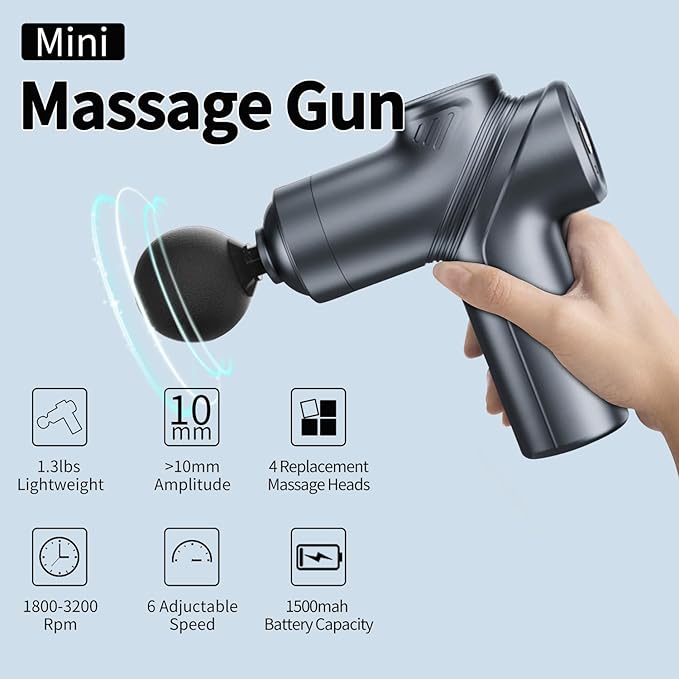 LEERCON Massage Gun Deep Tissue, Silent Brushless Motor and Portable Massage Gun with 4 Interchangeable Heads for Deep Muscle Relief and Relaxation, Relax Gift