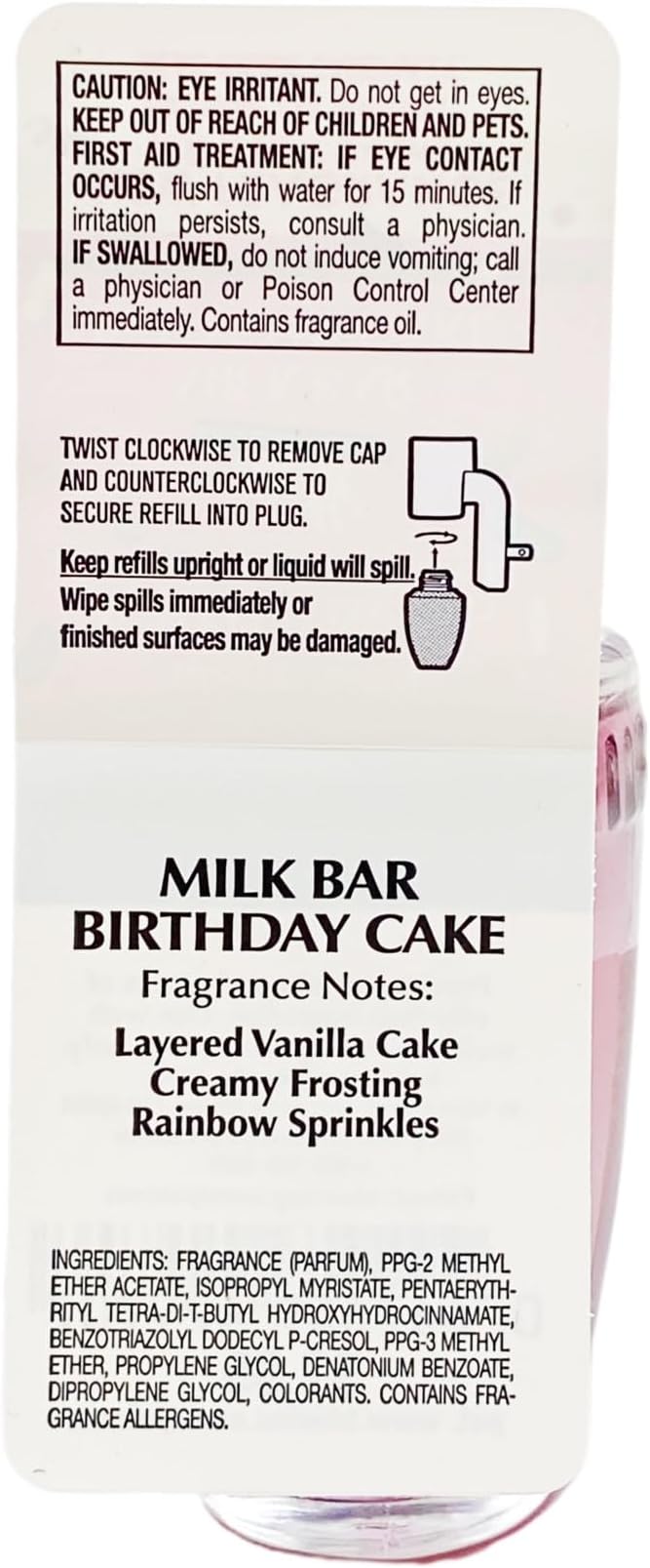 Bath & Body Works Milk Bar Birthday Cake 2 Wallflowers Home Fragrance Refill Bulbs with a Natural Oats Sample Soap