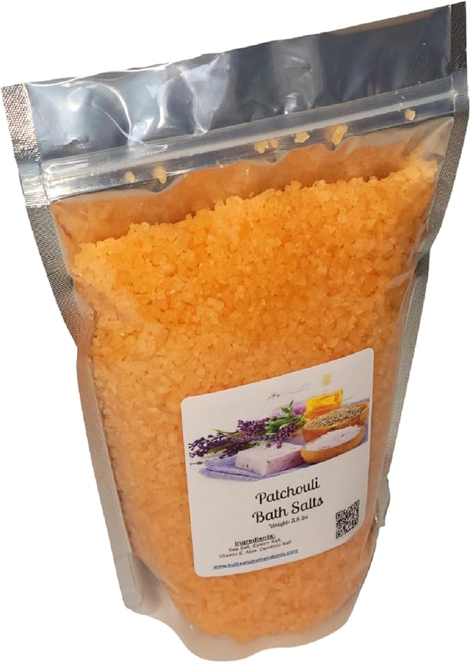 Bath Salts | 4lb Bag (64oz.) | Choose Your Scent | Epsom Salt | Sea Salt| Bathing | Body Care | Beauty | Relaxation | Spa | Pedicure | Manicure | Soak (Patchouli)